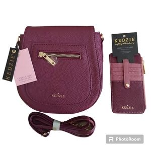 Kedzie Mini Messenger Bag and Wallet in Camden Wine